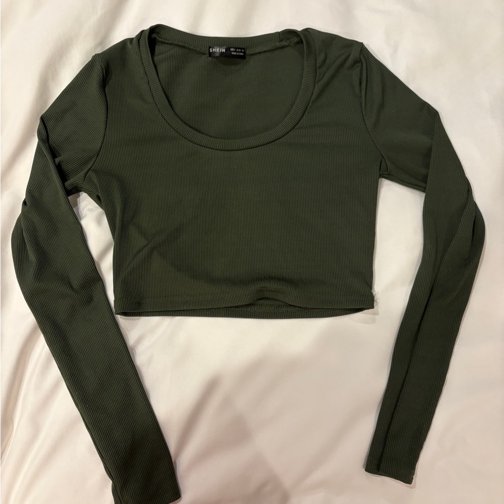 SHEIN Dark Green Long Sleeve Bodysuit